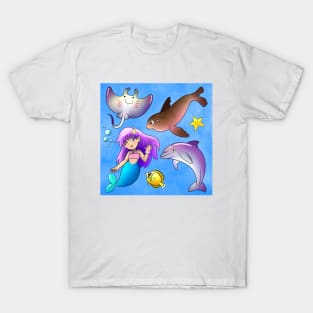 Mermaid With Ocean Friends T-Shirt